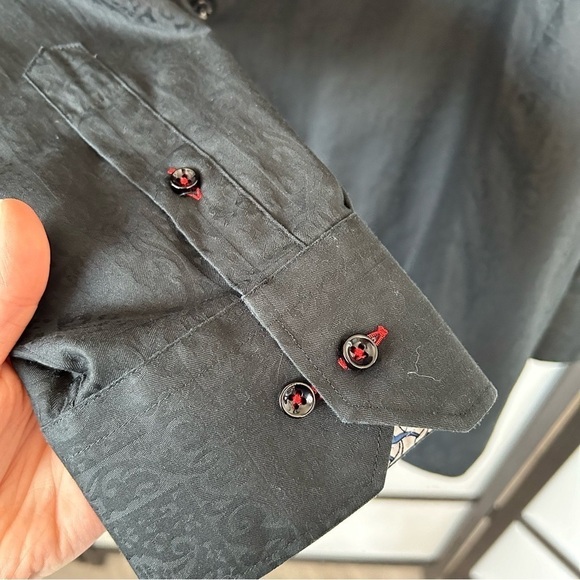 [3X] NXT Men’s Black on Black Pattern Formal Cotton Button Down Dress Shirt - Picture 7 of 11